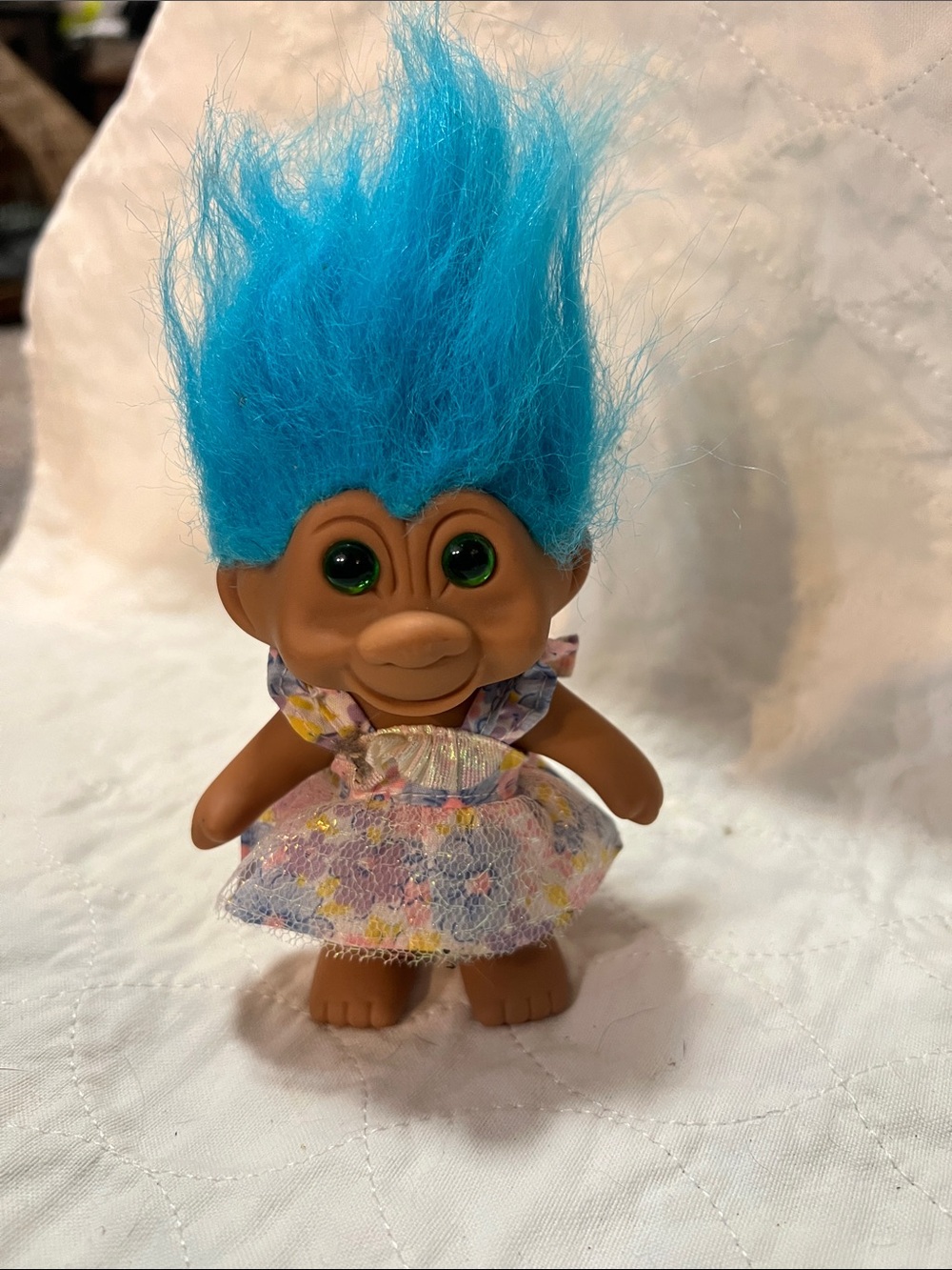 Blue-Haired Kids Troll Doll Plush Toy - Cute Dress